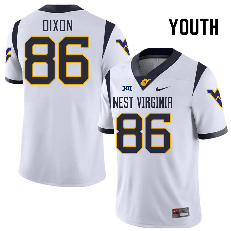 Youth #86 Will Dixon West Virginia Mountaineers College 2024 New Uniforms Football Jerseys Stitched